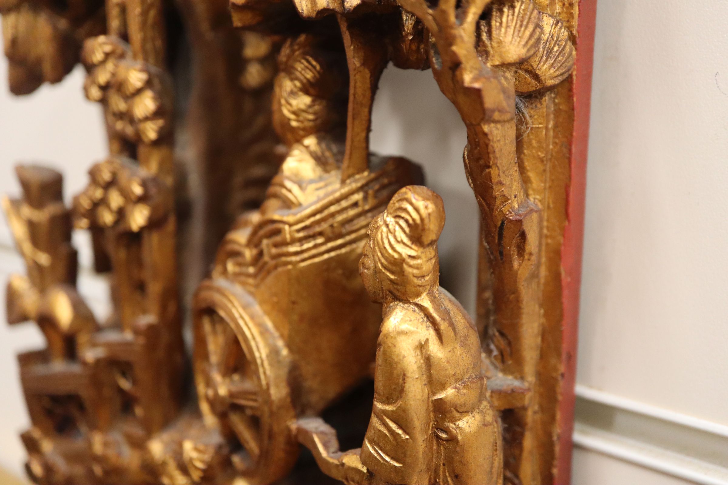 A 20th century Chinese carved giltwood temple carving H.62cm - Image 3 of 8