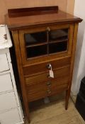 An Edwardian satinwood banded mahogany music cabinet W.53cm