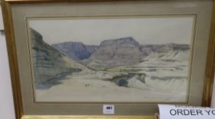 English School, pencil and watercolour, Masada from the Dead Sea, October 1980, signed in pencil, 30