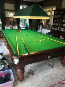 A Victorian mahogany framed full size snooker table by Thurston and Co. Ltd, restored by Hamilton
