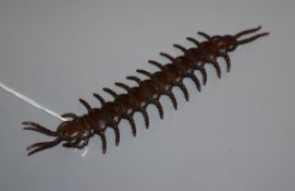 A bronze articulated model of a centipede