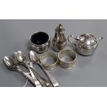 A set of six George III provincial silver bright cut engraved teaspoon, Dorothy Langlands,
