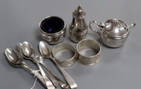 A set of six George III provincial silver bright cut engraved teaspoon, Dorothy Langlands,