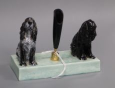 Doris Lindner for Royal Worcester 'Cocker Spaniel' pen holder dated 1937, the two dogs seated either