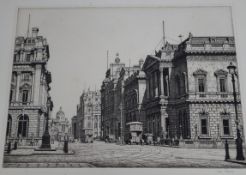 Ian Strang (1886-1952), etching, 'Pall Mall', signed in pencil, 27 x 36cm, unframed, printed by