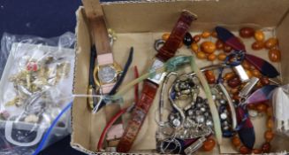 Amber beads and mixed costume jewellery