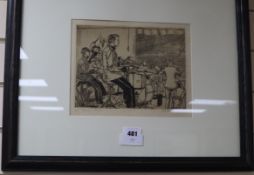 Sidney Russell Reeve (1895-1970) etching, Drums - Brass, signed in pencil, 1/50, 19 x 25cm