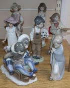 Seven Lladro figurines of children