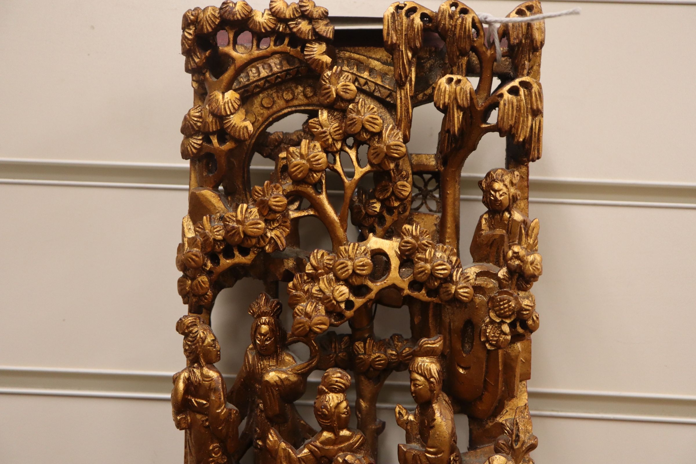 A 20th century Chinese carved giltwood temple carving H.62cm - Image 7 of 8