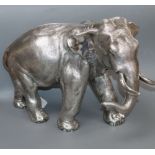 A large filled silver model of an Indian elephant (trunk down), Sheffield 1996, Camelot