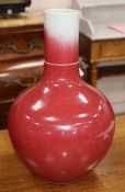 A Chinese sang de boeuf vase height 35cm