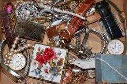 A small collection of costume jewellery and 12 wristwatches, various (a.f.)