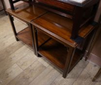 A pair of reproduction rectangular mahogany two tier tables W.55cm