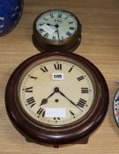 A ship's bulkhead timepiece and a German mahogany wall timepiece