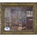 Arthur Claude Cooke, oil on canvas, Cottage interior, 25.5 x 30.5cm