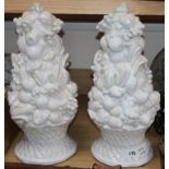 A pair of Casa Pupo white glazed ceramic fruit ornaments height 45cm