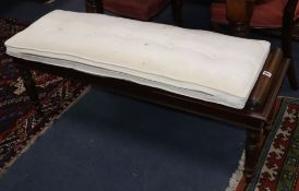 A mahogany hall bench, with bolster side handles W.127cm