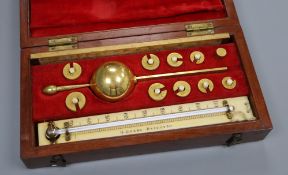 A cased Sikes' Hydrometer, T. O. Blake label