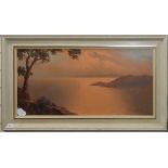 Mario Rossi (1958-), oil on canvas, Sunset off the Italian Coast, signed, 38 x 78cm signed, 15 x