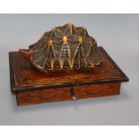 An early 20th century Ceylonese hardwood and tortoiseshell jewellery casket length 33cm