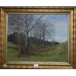 Adolf Kapfhamer (1867-1911) oil on canvas, Trees in a landscape, signed, label remnant verso, 54 x