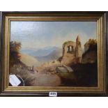 M* A* B*, oil on canvas, Mediterranean view, signed initials and dated 180*, 28.5 x 38cm