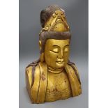 A gilt decorative bust of Guanyin height 48cm
