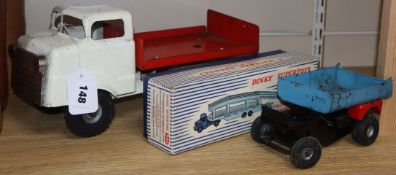 A Dinky Supertoys pullmore car transporter with detachable loading ramp (982) together with two