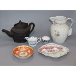 A collection of English and European ceramics to include a Caughley tea bowl