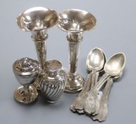 A set of eight Scottish Victorian silver teaspoons, Glasgow 1875, William Coghill, foliate