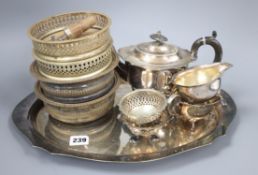 A group of mixed silver plate