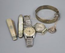 A quantity of watches, fruit knives etc.