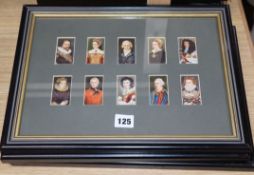 Six framed "Famous People" cigarette cards (60 in total)