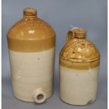 Two stoneware jugs, one Brighton, the other Lewes tallest 40cm