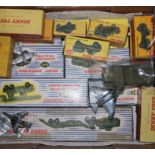 A collection of Dinky, mostly boxes, Military vehicles