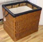 A large wicker laundry basket W.72cm