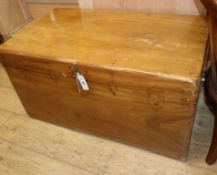 A 19th century camphorwood chest, with brass carrying handles W.96cm