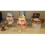 A Mitchell's advertising toby jug, two others, stoneware jug and mug etc (9)