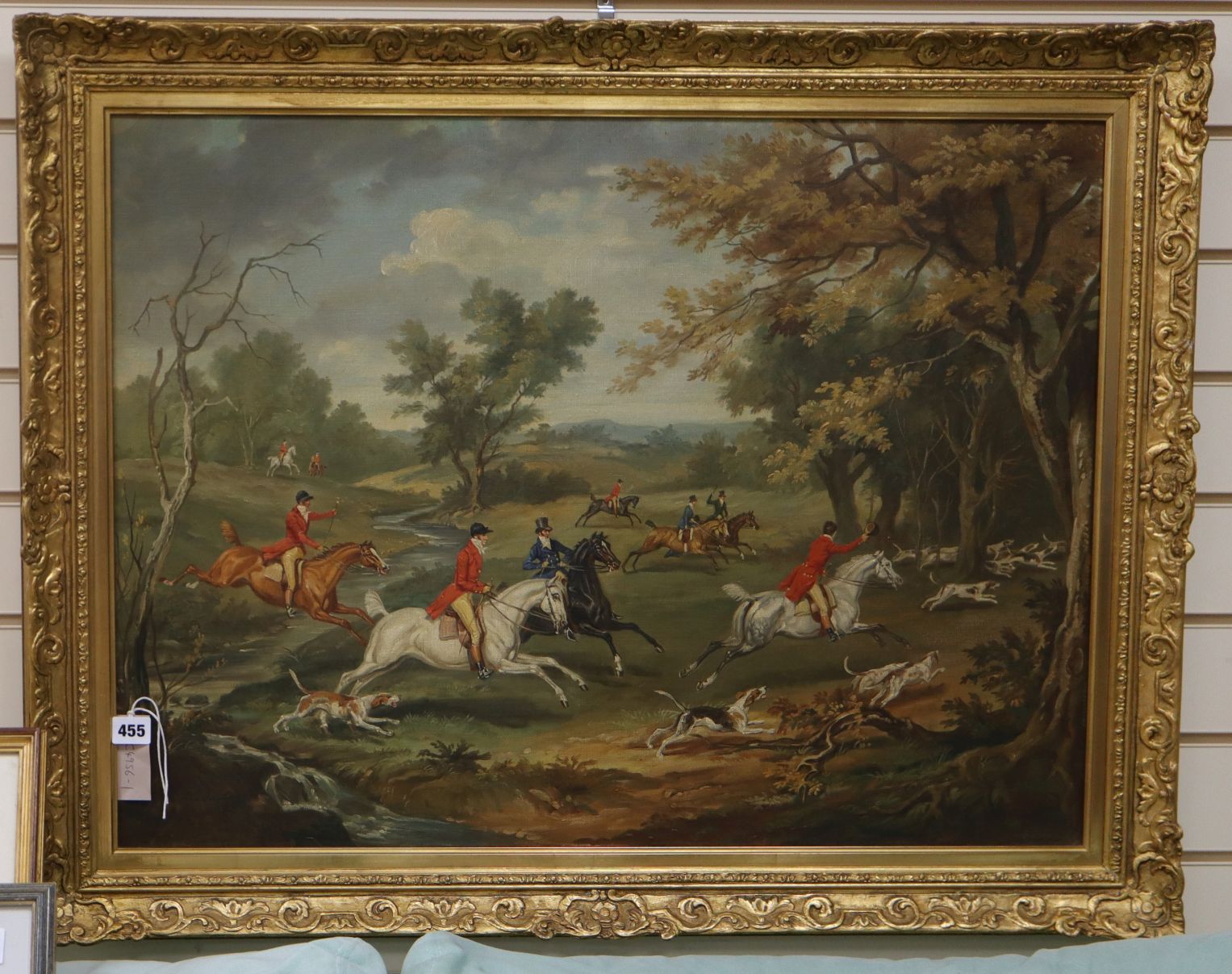 Eugene Lelipure, oil on canvas, Hunting scene, 58 x 80cm