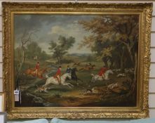 Eugene Lelipure, oil on canvas, Hunting scene, 58 x 80cm