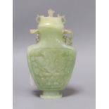 A Chinese bowenite jade vase and cover height 22cm