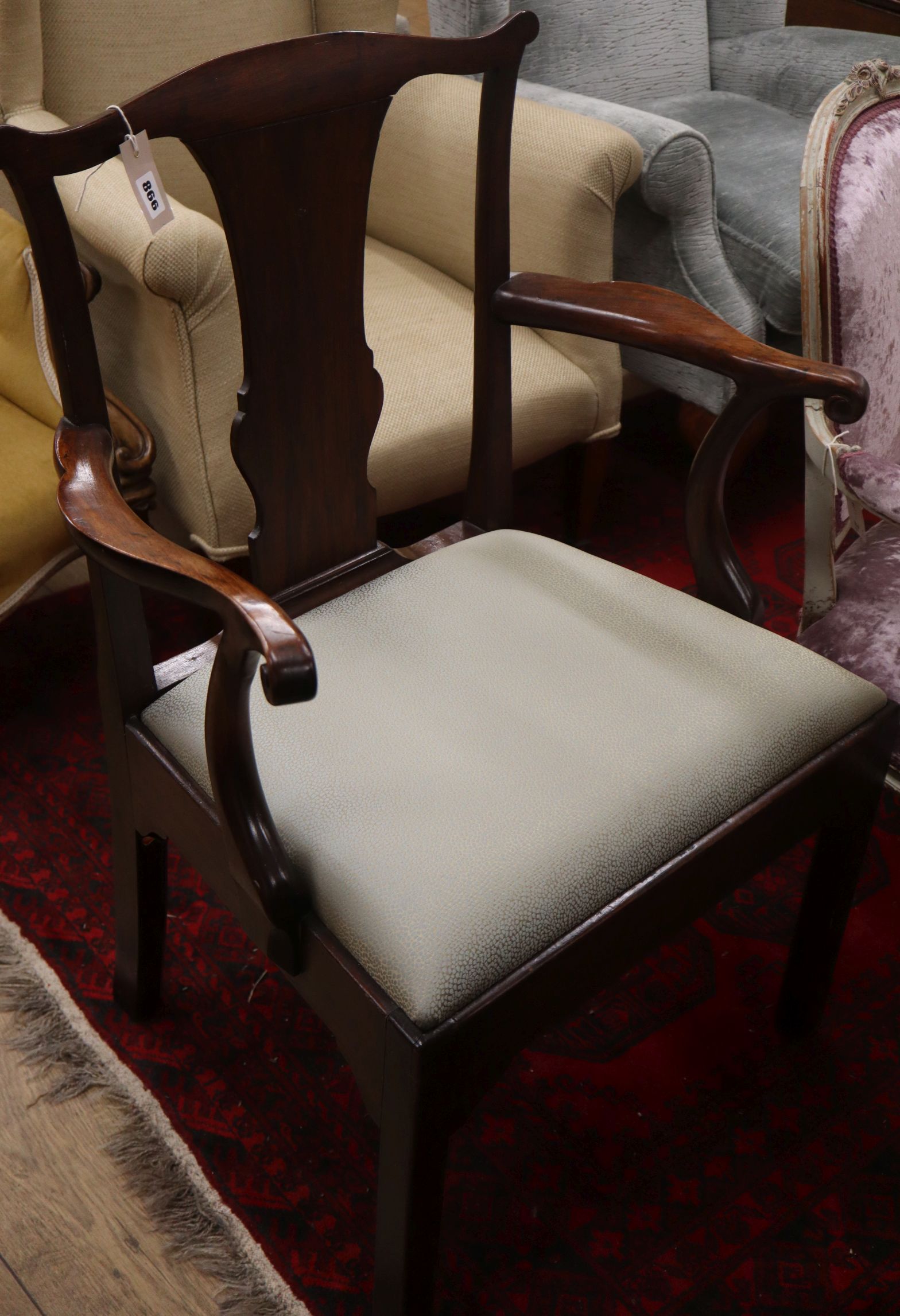 A George III mahogany elbow chair