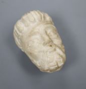 A sculpted white marble head of a monk, possibly late Gothic, 14th century,