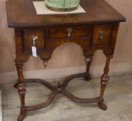 A Queen Anne style lowboy on turned legs W.76cm