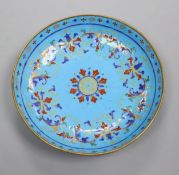 A Canton enamel blue saucer dish, late 18th century diameter 16.5cm