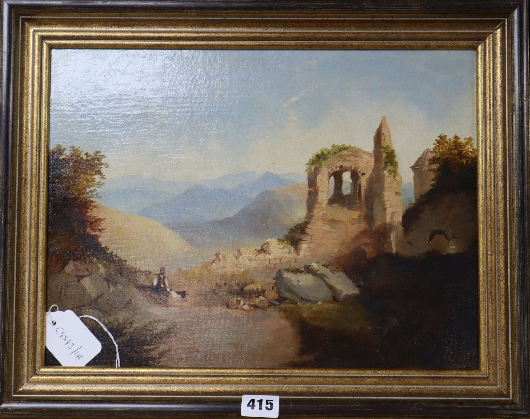 M* A* B*, oil on canvas, Mediterranean view, signed initials and dated 180*, 28.5 x 38cm - Image 2 of 4