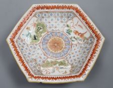 A Chinese ceramic enamelled pedestal footed dish, Tongzhi mark and period