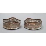 A pair of early 19th century silver plated bottle coasters diameter 13cm
