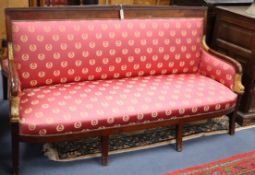 An Empire style parcel gilt upholstered settee W.170cm