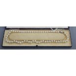 A Mappin & Webb Akoya cultured pearl necklace, with a single row of 61 uniform pearls and 18ct